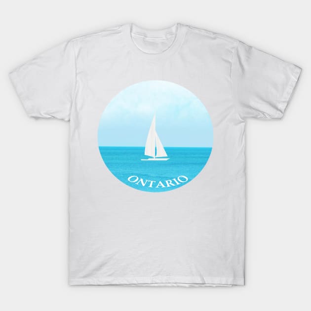 Fun Sailing in a white sailboat in the pretty blue lake in Ontario Canada T-Shirt by Star58